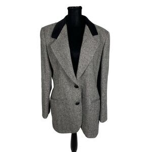 Vintage Giorgio Saint Angelo 100% Wool Herringbone Velvet Suit Jacket Blazer - W